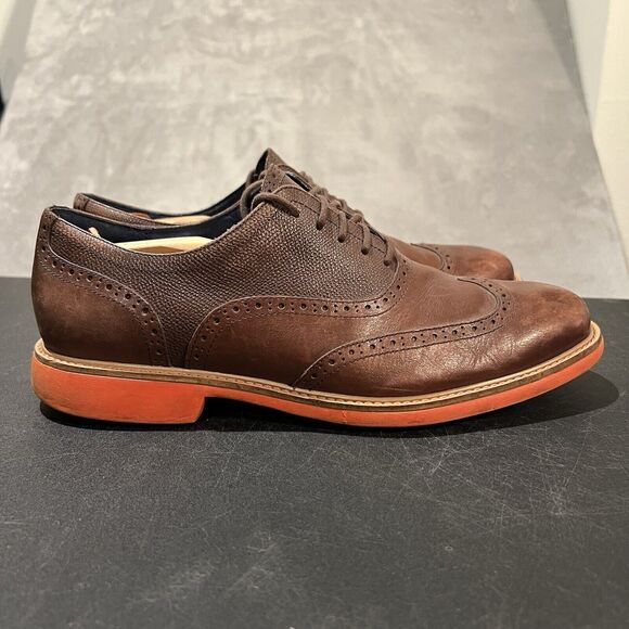 Cole Haan Great Jones Wingtip Oxfords Mens 11 M Brown Orange C11235 Dress Casual - Picture 1 of 11